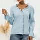 thumbnail image 1 of Camisa de manga larga con ribete de volantes suave y cómoda lavable a máquina con cuello en V y costuras de encaje para vacaciones ANGGREK Otros, 1 of 6