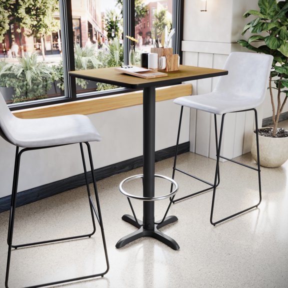 Emma   Oliver 24"x30" Natural Laminate Bar Table Top-22"x22" Base/Foot Ring