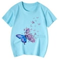 thumbnail image 4 of MIXUE Girls Tops & T-Shirts Summer Cute Butterfly Print Round Neck Short Sleeve Fashion Casual Tee Shirts Sportwear,Blue,12-13 Years, 4 of 4