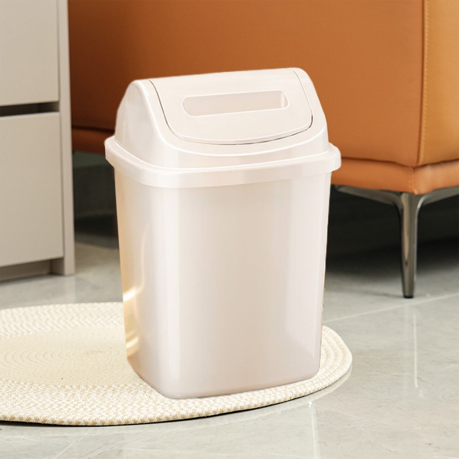 Staron under $5 Small Bathroom Trash Can with Press Lid, Plastic Wastebasket Garbage Bin for Bedroom Living Room