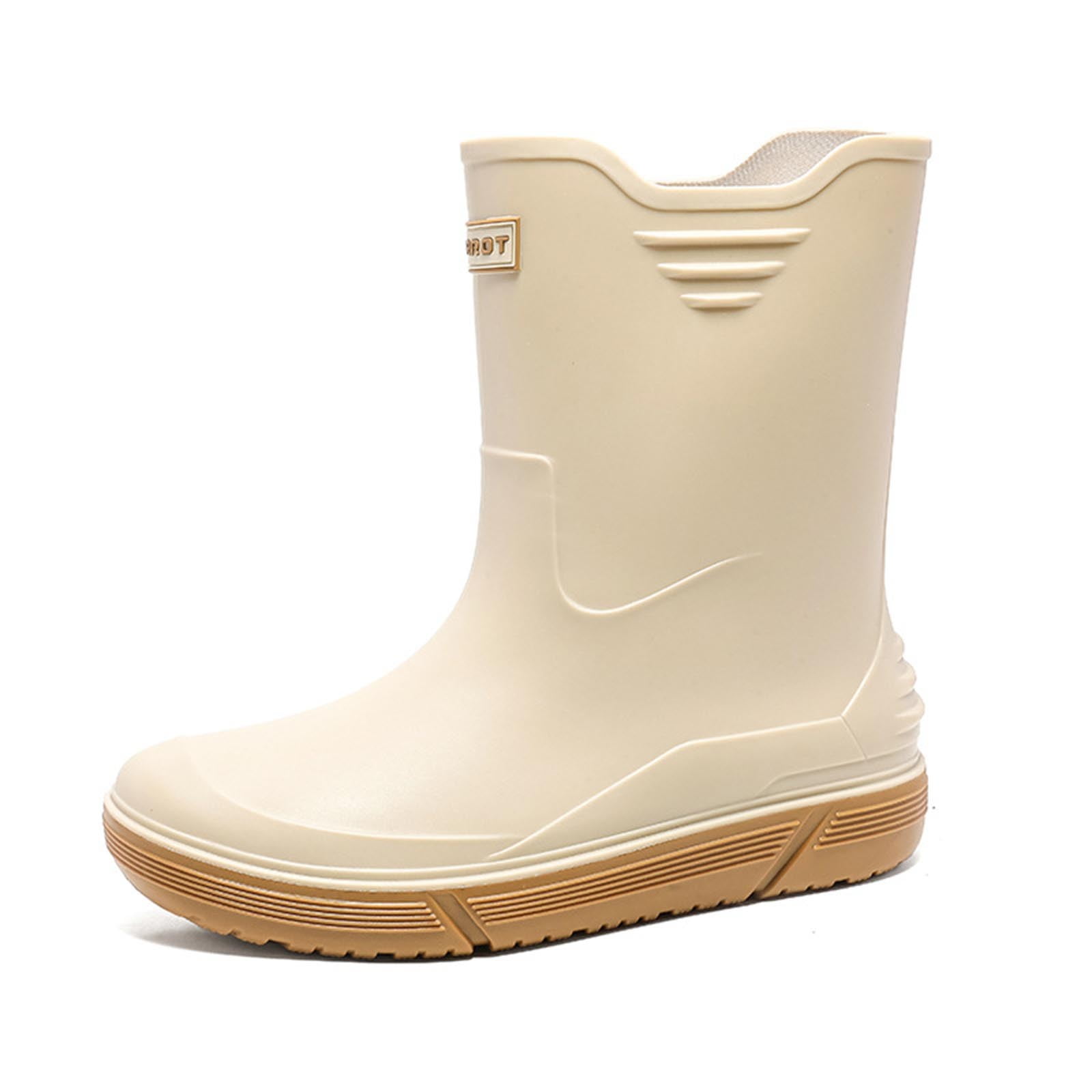Wensltd Mid Calf Rain Boots for Men Solid Color Waterproof Rubber Shoes for Outdoor Short Tube Work Shoes