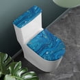 thumbnail image 2 of SEANATIVE Blue Marble Print Toilet Seat Cover Set of 2 Toilet Lid Cushion and Tank Mat, Bathroom Covers Fit Most Round Elongated Toilet Dormitory Home Decor, 2 of 7