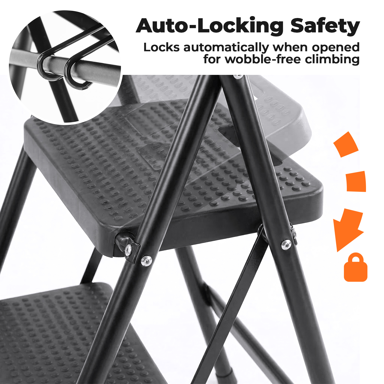 Alvantor 3-Step Foldable Ladder with Safety Lock photo 3