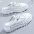 thumbnail image 4 of XIMIN Women's Slip On Platform Backless Sneakers Wedge Slide Wide Platform Canvas Mules Soft Sole Comfortable Lightweight Lace Up Breathable Round Toe Mesh Shoes, 4 of 4