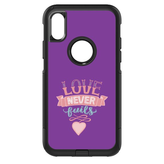 DistinctInk Custom SKIN / DECAL compatible with OtterBox Commuter for iPhone XS MAX (6.5" Screen) - 1 Corinthians 13 - Love Never Fails - Heart