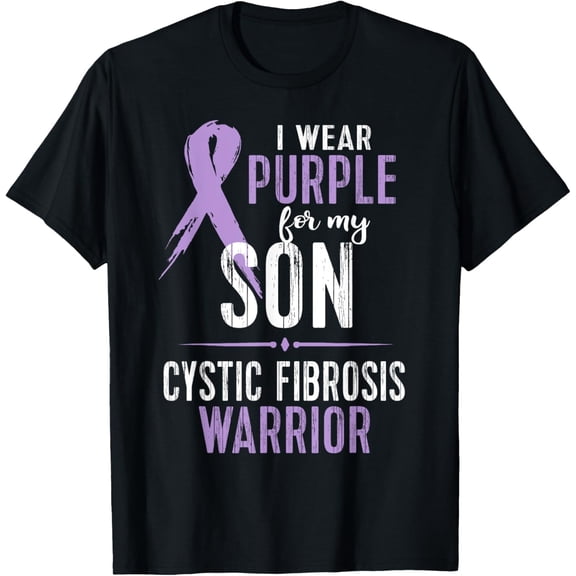 t-shirt Cystic Fibrosis Awareness Shirt My Son CF Warrior TeeMen and women can wear, black T-shirts, gifts. Age: M,L，XL 2XL, 3XL, 4XL