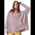 thumbnail image 1 of Sudadera con Capucha Extragrande para Mujer, Jersey con Mangas Murciélago y Cuello Redondo, Jersey con Diseño de Gofre Rosa y M, 1 of 9