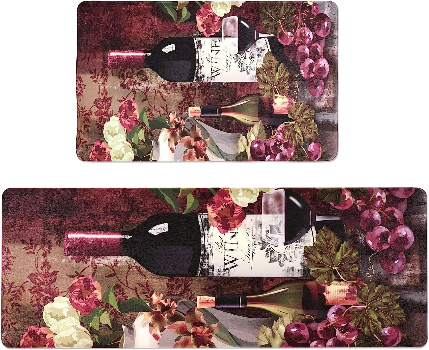 Farmhouse Kitchen Rugs Set 2 Piece Cushioned Anti Fatigue Kitchen Mat