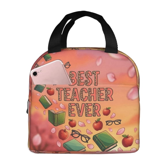 Teacher Insulated Lunch Bag, Teacher Appreciation Design, Portable Reusable Cooler Tote For Office And Everyday Carry