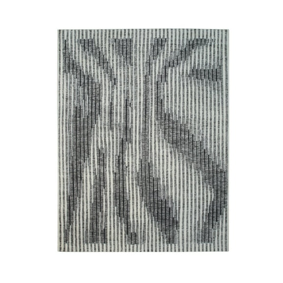 EORC SR299GY4X6 Hand-Knotted Wool High-Low HANDKNOTTED Rug, 4' x 6', White/ Gray Area Rug