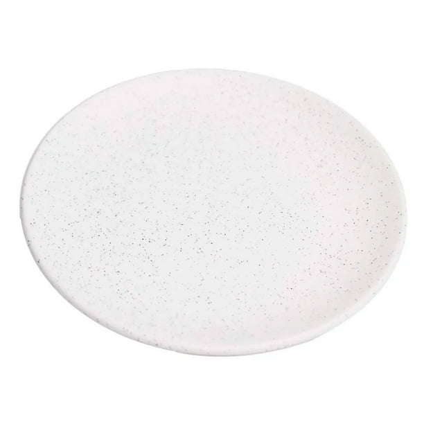 Set 12 Platos Postre Cerámica Color Blanco Jaspeado Restaurante 20 Cm Vencort