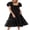 Black, variant on Women 2023 Off Shoulder Summer Midi Dress Puffy Short Sleeve Square Neck Smocked Gingham Tulle Tiered Ruffle Dresses