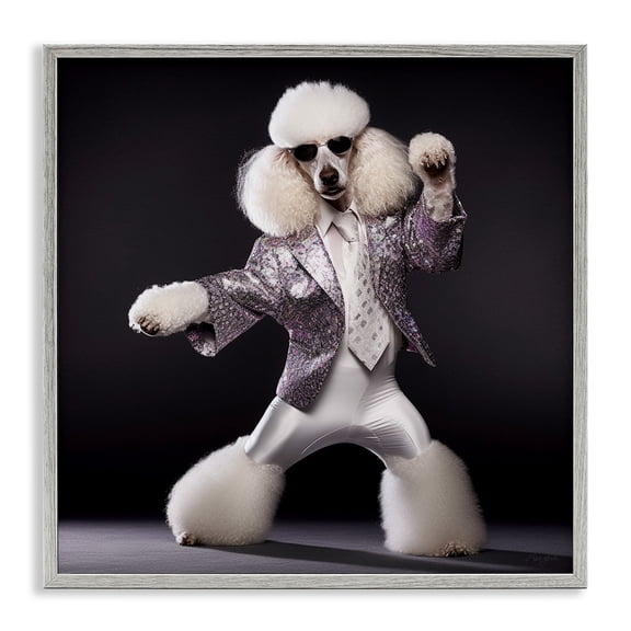 Stupell Industries Contemporary Poodle Dancing Portrait Gray Framed Giclee Art, 17 x 17, by Roozbeh