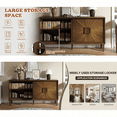 thumbnail image 3 of ATUMCTO 60" Farmhouse Sideboard Buffet Cabinet with Storage, Sunburst Doors, Adjustable Shelves, Antique Brown, 3 of 12