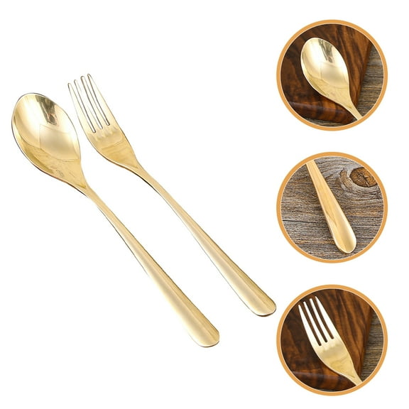 NICEXMAS 1Set Kitchen Supplies Flatware Dinnerware Set in Golden for Picnic Party and Travel