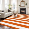 thumbnail image 3 of Burnt Orange Striped Large Area Rugs for Bedroom Living Room, Soft Non Slip Carpet Bedside Rug, Thanksgiving Orange White Stripes Rectangular Floor Cover Kitchen Accent Rug 5'x7' for Office, 3 of 9