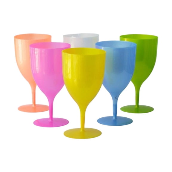 6PCS Easter Colorful Plastic Wine Goblets, Pearlized Stemmed Cocktail Cups for Party and Home Bar, Festival Drinkware Random Color, 380ml