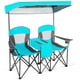 thumbnail image 2 of Costway Silla De Camping Doble Con Dosel Ajustable Y Desmontable, Silla Plegable Para 2 Personas Al Aire Libre Con Mini Mesa, Bolsa Refrigeradora, 1 Bolsillo Frontal Y 2 Portavasos, Playa, Viajes, 2 of 4