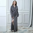 thumbnail image 3 of ZZWXWB Robes For Women Women Solid Thicken Velvet Robe Bathrobe Gown Pajamas Sleepwear Pocket Waistband Gray M,ac1333, 3 of 9