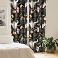 thumbnail image 2 of Ambesonne Halloween Curtains, Raven Skull Moon Print, Pair of 28"x63", Mustard Dark Grey Peach, 2 of 5