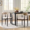 thumbnail image 2 of Christopher Knight Home Elmore  Fabric Upholstered Iron Dining Chairs (Set of 2) by  Beige/ Black/ Gold, 2 of 5