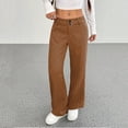 thumbnail image 6 of Women's Soft Stretchy Wide Leg Pants for Women, Mid Elastic Waist, Straight Leg Solid Color, Business Casual Work Office Lounge, Womens Trousers Cropped Pants | UKHCCC,Khaki M, 6 of 8
