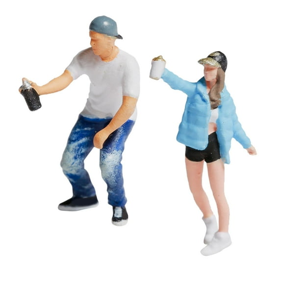 1/87 Diorama Hand Painted Graffiti Resin People Model Building Park Layout Scenario Desktop Decor Collections Accs Supplies -