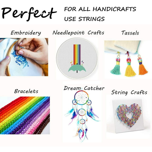 Skeins Embroidery Floss Rainbow Colorful Soft Thread Cross Stitch Threads Sewing Supplies for Bracelets Friendship Art Craft DIY Handmade Project Needlework