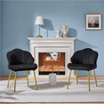 thumbnail image 4 of Renwick Modern Velvet Accent Chair with Shell-Shaped Backrest, Black, 4 of 9