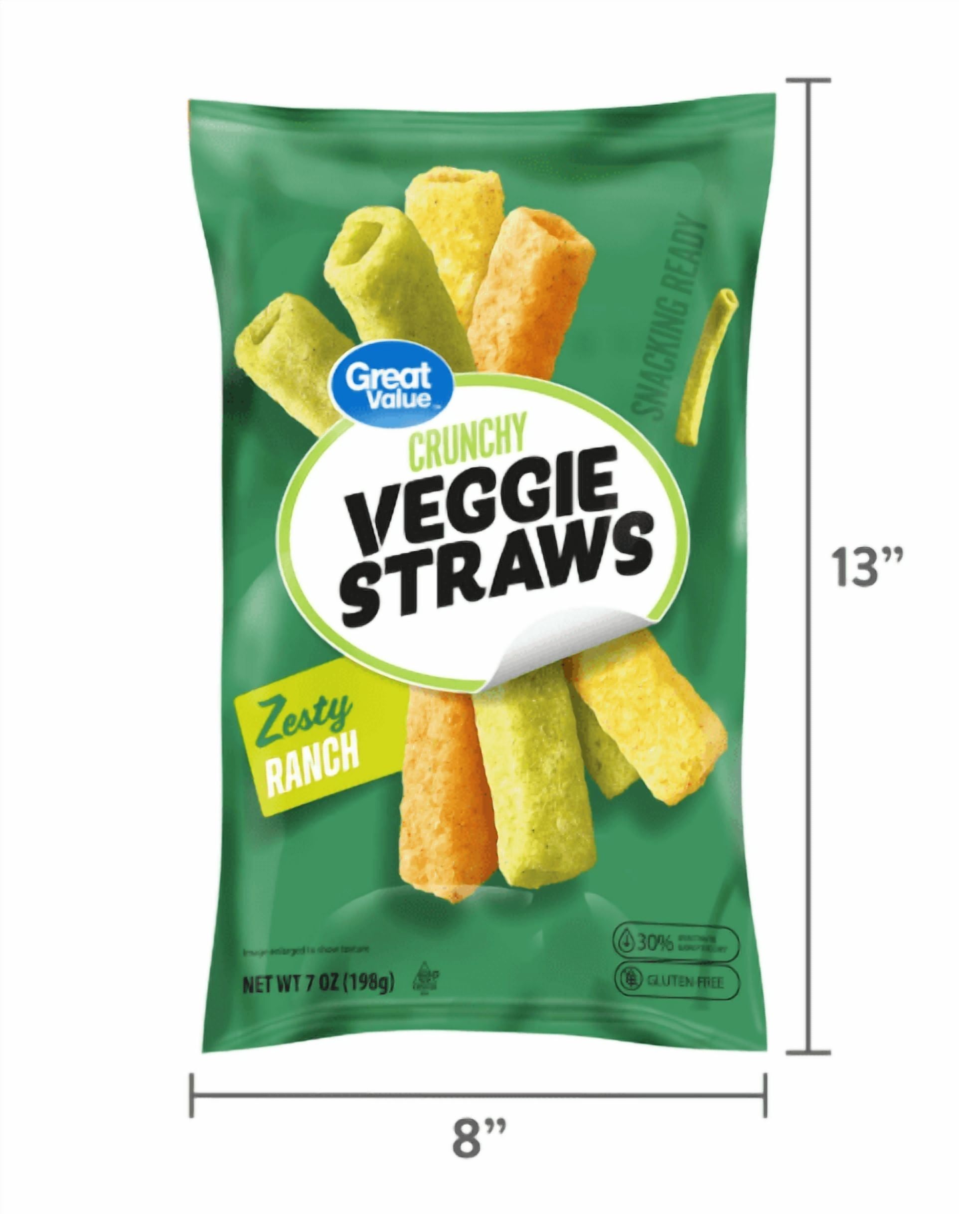 Great Value Zesty Ranch Flavored Veggie Straws, 7 oz