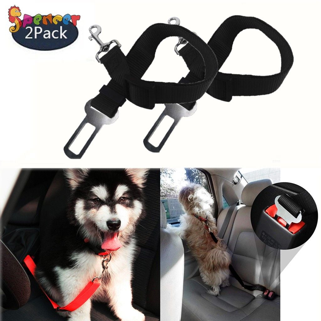 Spencer 2 Pack Dog Leash Car Seat Belt Adjustable Pet Car Seatbelt Safety Lead for Dogs and Cats