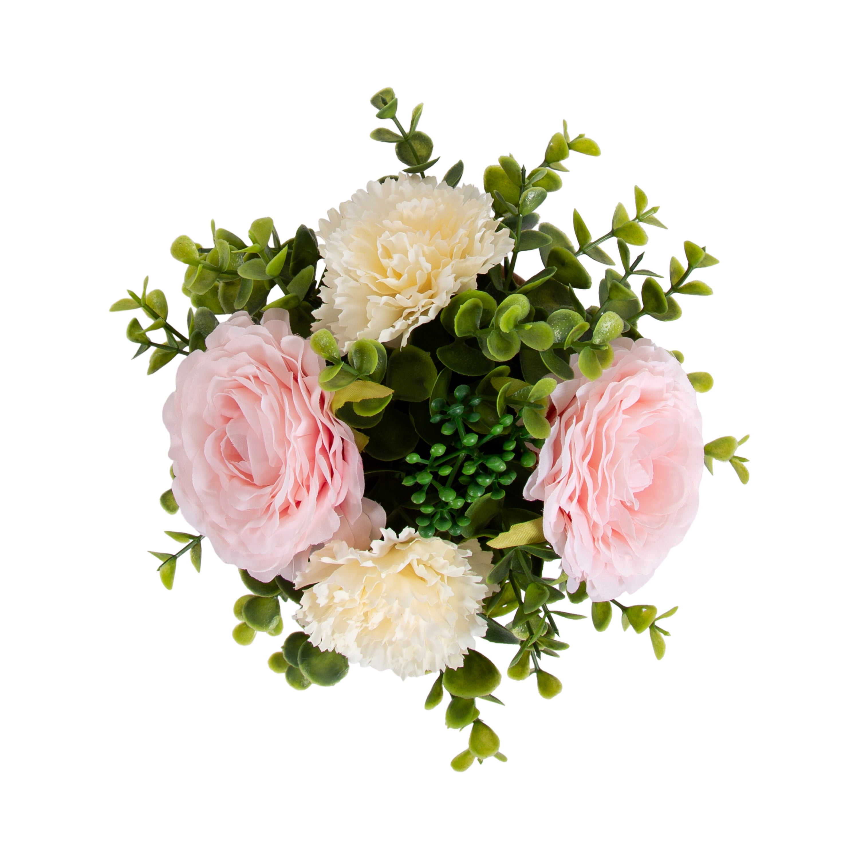 (2 pack) Better Homes & Gardens 4.5” Artificial Floral in Wood Grain Ceramic Container