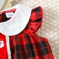 thumbnail image 4 of FAOWME Big Kids Girls Christmas Dress Flying Sleeve Peter Pan Collar Plaid Print Stylish Elegant Dresses For Daily Wear Red 9-12 Months, 4 of 9