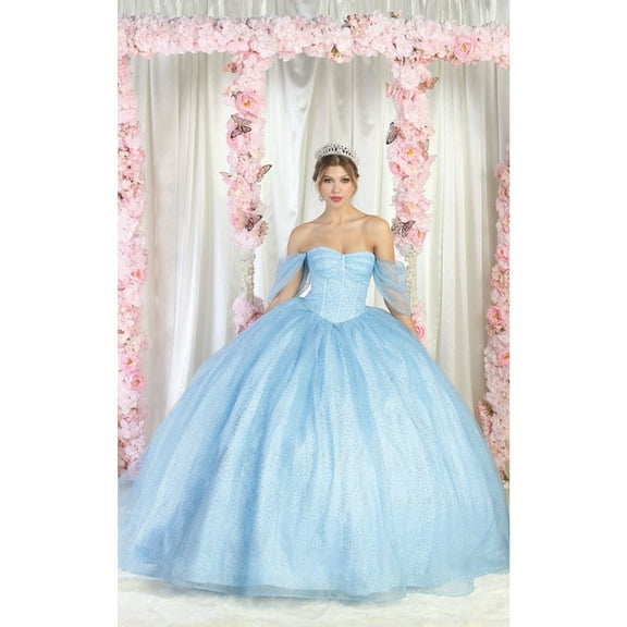 Layla K LK209 Juniors Womens Shimmering Off Shoulder Quince Ball Gown