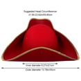 thumbnail image 2 of Yvsxxv Red Colonial Tricorn Pirate Hat Historical Reenactment Headwear 1Pc, 2 of 7