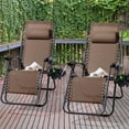 thumbnail image 2 of CHYVARY Set of 2 Oversized Zero Gravity Patio Reclining Lounge Chair with an Adjustable Headrest and Side Tray, Brown, 2 of 8