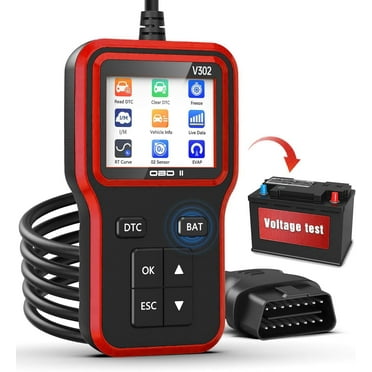 OBD2 Scanner with Upgrade Battery Tester - Diagnostic Tool for Cars That Check Engine Light & Emissions Readiness Read and Clears Vehicle Error Codes for All OBD II Protocol Vehicles Since 1996