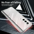 thumbnail image 7 of SaniMore for Samsung Galaxy Z Fold 5 (7.6" 2023) Case with Built-in Tempered Glass Screen Protector Hinge Protection Full Body Protection Plating Bumper Shockproof Anti-drop Clear Shell, Silver, 7 of 7