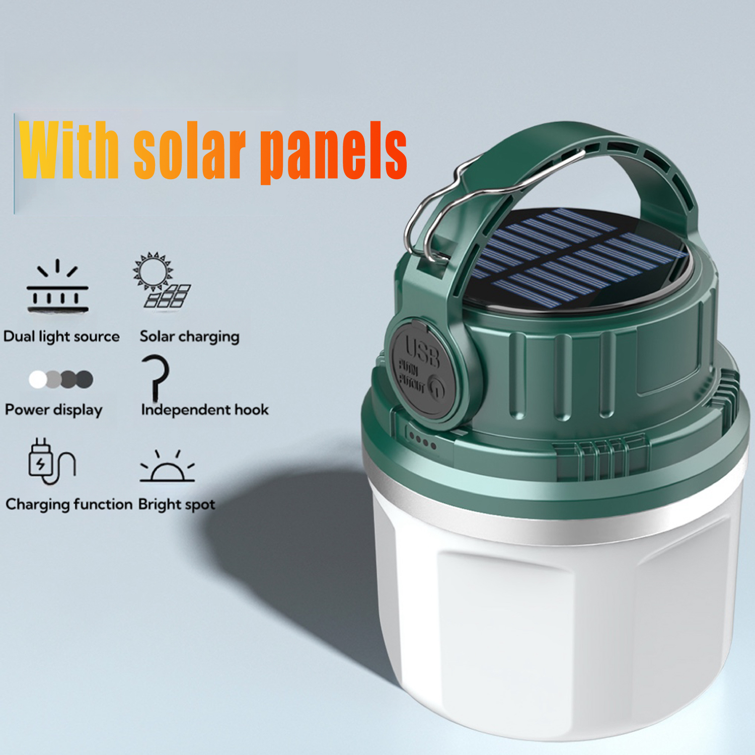 DKTIOP Solar Camping Lantern, Rechargeable Portable Tent LED Lights , Emergency Solar Lantern Lamp for Night Fishing, Hiking