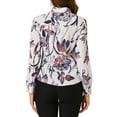 thumbnail image 4 of INSPIRE CHIC Women's Floral Button Down Long Sleeves Tie Neck Office Shirts XL Light Purple, 4 of 8