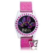 Wonder Nation Pink Glitter Butterfly LCD Watch with hanging Butterfly Charm (WN4295WM)