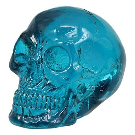 Ebros Blue Translucent Witching Hour Gazing Skull Miniature Figurine 2.5