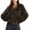 COFFEE, variant on Women's Faux Fur Long Sleeve Open-front Winter Cropped Coat with Pockets
