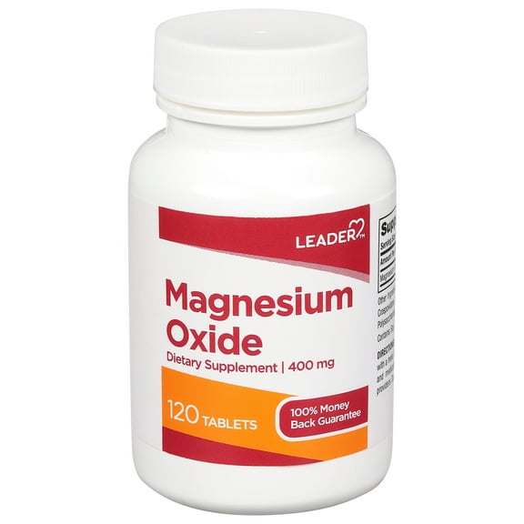 Leader Magnesium Oxide 400mg, Helps Bone & Muscle Dietary Supplement, 120ct