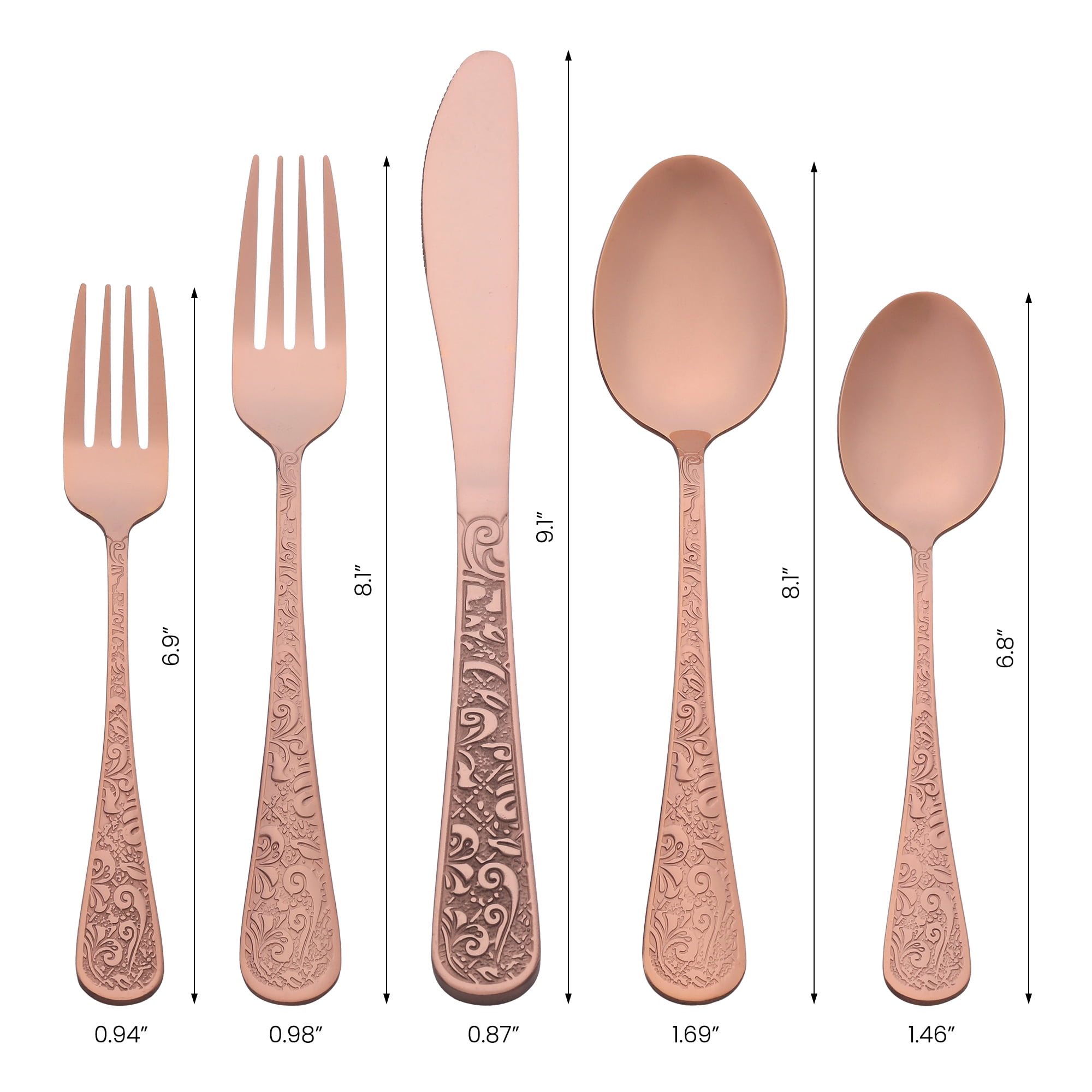 Unique Bargains 20 Pieces Stainless Steel Flatware Set Mirror Polished Cutlery Rose Gold