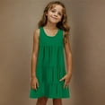 thumbnail image 2 of Kids Ruffle Sleeve Casual Dresses New Sundresses for Girls 2025 Vacation Summer Beach Ruffle Dresses Casual Sleeveless Flowy Tshirt Dress Green 170, 2 of 7