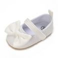 thumbnail image 6 of Xfvqtps Baby Girls Walking Shoes Mary Jane Flower Bowknot Cute Princess Sweet Soft Sole Cloth Infant Shoes Summer New Toddler Sandals Outside Wear Non Slip Breathable Shoes White, 6 of 7