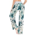 thumbnail image 6 of Women's Long Sleep Pants Home Pants Sleep Pants Wide-Leg Pants Design Elastic Fabric Casual Pants M Cartoon Turquoise Flowers, 6 of 7