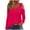 Hot Pink, variant on Scyoekwg Womens Tops Fall Loose Trendy Dressy Casual Comfy Clothes for Women Solid Color V-Neck Cold Shoulder Tops Long Sleeve Pullover Tops Blouses(Blue,M)