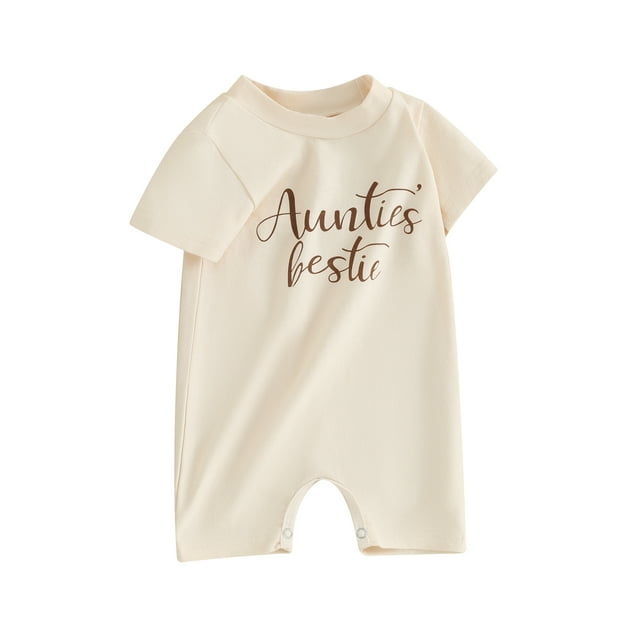 EYIIYE Combinaison d'Été pour Bébé, Manches Courtes, Imprimé Lettre, Col Rond, Ample, Décontractée, Quotidienne